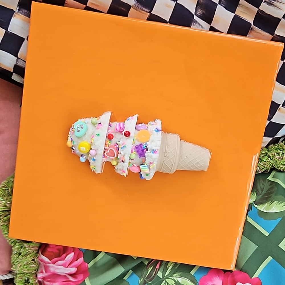 Original 3-scoop Ice Cream Wall Art, Orange